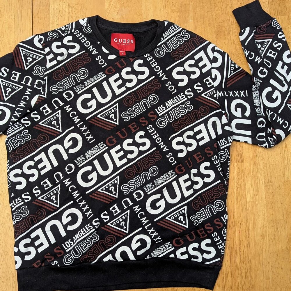 Men's Statement Guess Medium Black w/ GUESS Bold Decorations Sweatshirt